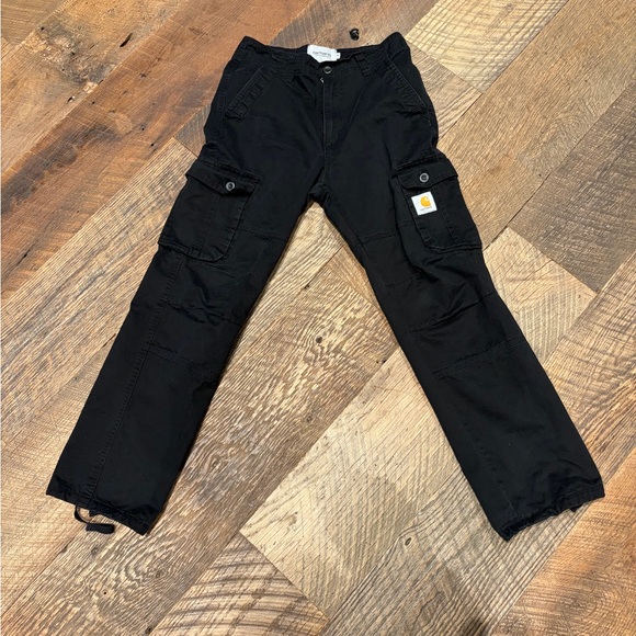 Carhartt Pants - Carhartt WIP Black Cargo Pants Medium Utility Streetwear Cinch Ankle
